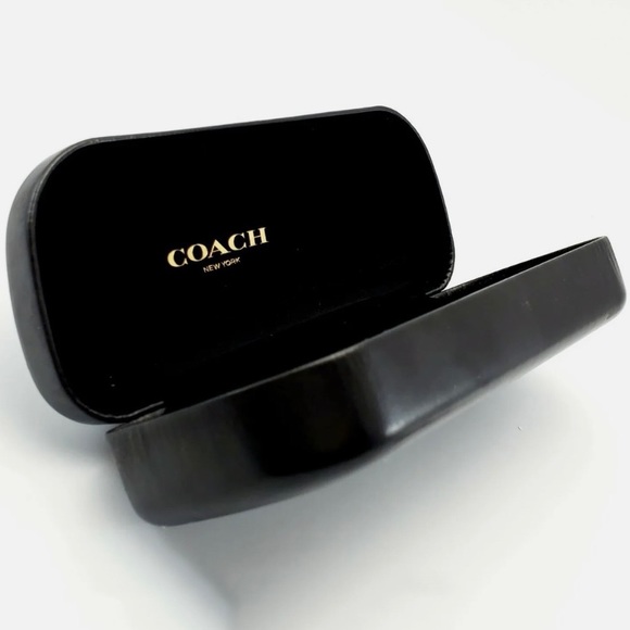 COACH Black Faux Leather Hard Dome Case for Glasses Sunglasses & Cloth Brand New - Picture 2 of 8